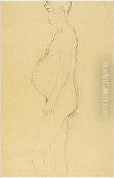 Akt Einer Schwangeren Im Profil Nach Links (pregnant Nude In Profile Turned To The Left) - view 1