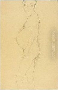 Akt Einer Schwangeren Im Profil Nach Links (pregnant Nude In Profile Turned To The Left)