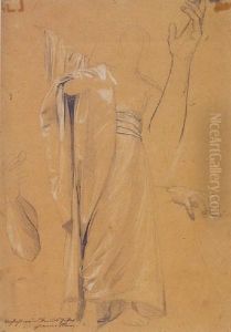 Drapery Study With Hands by Gustav Klimt