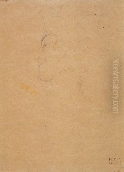 Frauenkopf Im Profil Nach Links
Mit Hoch Abschilessendem Kragen (woman In Profile Looking To The Left
With A High Collar) - view 1