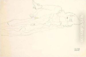 Liegender Halbakt Nach Rechts by Gustav Klimt
