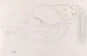 Liegender Halbakt Nach Rechts by Gustav Klimt