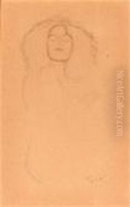 Sitzender Frauenakt Von Vorne Mit Ausgestrecktem Linkem Arm by Gustav Klimt