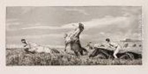 "verfolgter Centaur". 1881 by Max Klinger