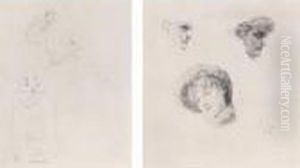 (i) Drei Weibliche Kopfe (three
Female Heads) (ii) Recto: Studienblatt Mit Erotischer Szene (study Of An
Erotic Scene); Verso: Randleistenentwurf Fur 'epithalamia' (frieze
Study For 'epithalamia') by Max Klinger