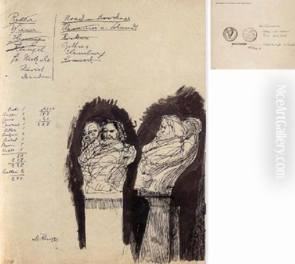 Brahms And His Muse (#) Design For A Medal Depicting Eduard Vogel - view 1