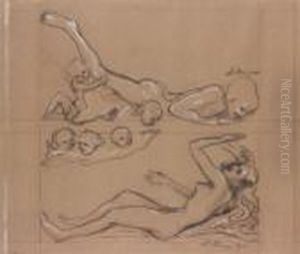 Reclining Female Nudes With Putti