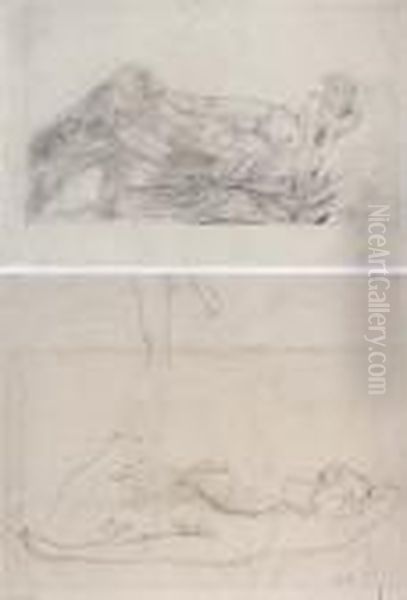 The Offering (#) Two Reclining Female Nudes With Mandolin (#) Studies - view 1