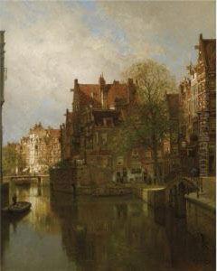 A View Of The Grimburgwal, Amsterdam by Johannes Christiaan Karel Klinkenberg