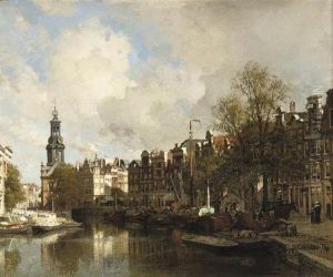 The Flowermarket With The Munttoren Beyond, Amsterdam