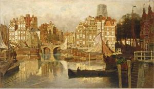 A View Of The Blaak, Rotterdam by Johannes Christiaan Karel Klinkenberg