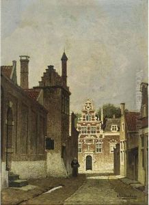 A Street In A Dutch Town by Johannes Christiaan Karel Klinkenberg