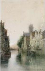 A View In Dordrecht by Johannes Christiaan Karel Klinkenberg