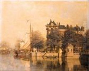 Moored Sailing Vessels Along A Quay, Amsterdam
