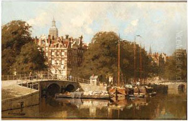 A Canal Junction In Amsterdam - view 1