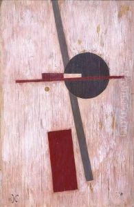 Kliun, Ivan: Composition 
Suprematiste. Oil Onwood. Initials. - Small Parts With Loss Of Colour by Ivan Klioune