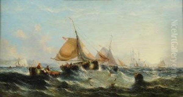 Morning Oyster Boats In The Channel - view 1