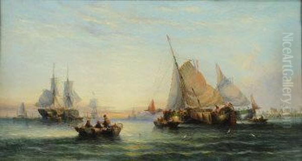 Sunset, Dutch Fishing Boats In A Calm - view 1