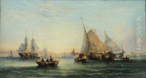 Sunset, Dutch Fishing Boats In A Calm Sunset, Dutch Fishing Boats In A Calm