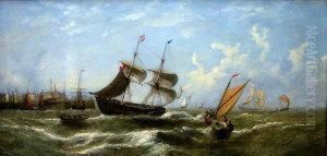 Shipping Off A Busy Port by William Calcott Knell