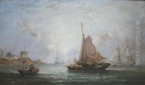 Fishing Boats And Other Vessels In Coastal Waters At Sunset - view 1