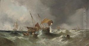 Congested Waters At The Harbour Mouth by William Calcott Knell