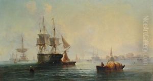 Warship At Twilight; Warships At Sea