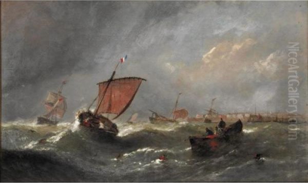 Lug Sail Returning Into Port; Fishing Boats In The Channel - view 1