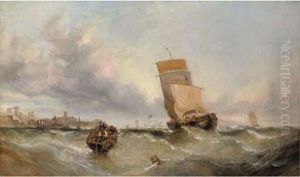 A Boulogne Lugger Caught In A Swell Off A French Channel Port A Boulogne Lugger Caught In A Swell Off A French Channel Port