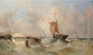 Hauling In The Catch In A Heavy Swell Off Dover by William Calcott Knell