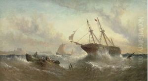 A Merchantman Ashore Off Dunstanburgh Castle