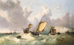 Dutch Shipping Off The Coast Of Dover by William Calcott Knell
