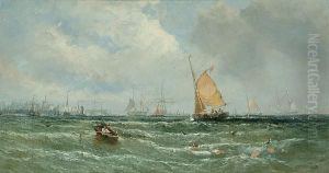 Fishing Boats Off Yarmouth by William Calcott Knell