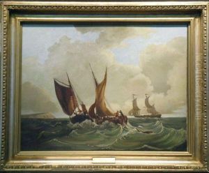 Shipping In Rough Waters Off Dover by William Calcott Knell