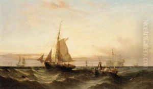 Throwing Lobster Pots At Dawn; Raising The Catch At Sunset by William Calcott Knell