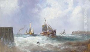 Fishing Vessels In A Squall; And Fishing Vessels Returninghome by William Calcott Knell