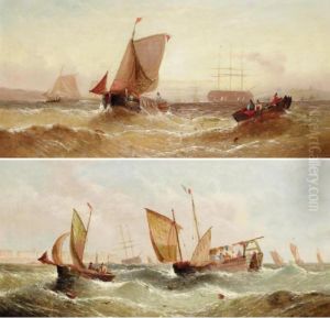 Fishing Boats; Stormy Seas by William Calcott Knell