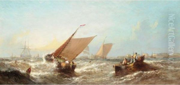 Fishing Boats In Heavy Seas Off Port - view 1