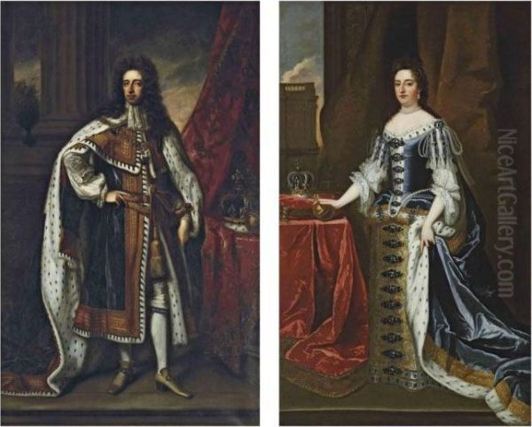 Portrait Of King William Iii , 
Full-length, In Robes Of State, Beside A Table With The Crown And Orb - view 1