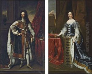 Portrait Of King William Iii , 
Full-length, In Robes Of State, Beside A Table With The Crown And Orb
