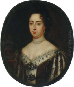 Portrait Of Queen Mary Ii, Bust-length, In Court Dress, A Crown At Her Side