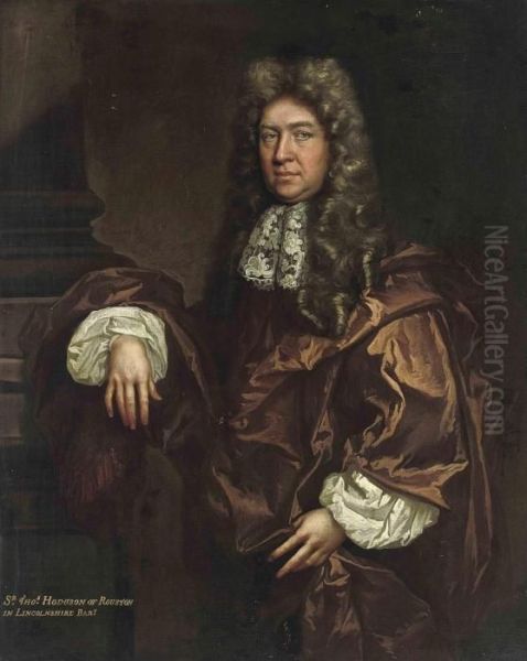 Portrait Of Sir Thomas Hodgson 
Of Rouston, Three-quarter-length, Inrust Robes With A Lace Collar, 
Beside A Column - view 1