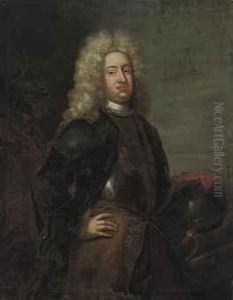 Portrait Of A Gentleman,
Three-quarter-length, In Armour, His Lefthand Resting On A Helmet by Sir Godfrey Kneller