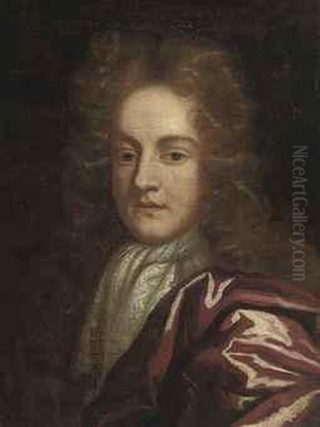 Portrait Of A Gentleman, Bust-length, In A Red Coat And Lacecollar - view 1