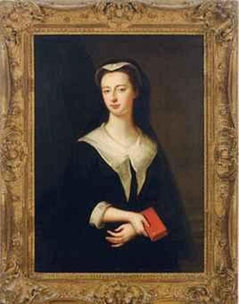 Portrait Of A Lady, Said To Be 
Martha, Wife Of John Evelyn, Halflength, Wearing A Black Dress, Holding A
 Red Book - view 1