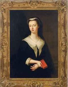 Portrait Of A Lady, Said To Be 
Martha, Wife Of John Evelyn, Halflength, Wearing A Black Dress, Holding A
 Red Book by Sir Godfrey Kneller