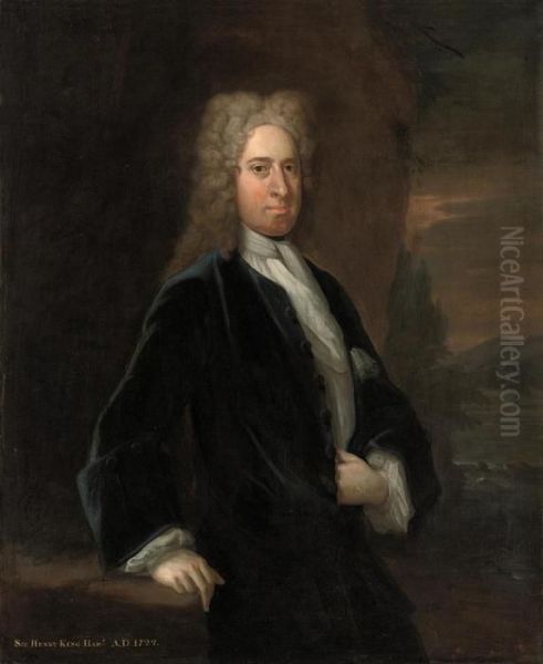 Portrait Of A Gentleman, 
Traditionally Identified As Sir Henryking, Three-quarter Length, In A 
Blue Coat, A Landscape Beyond - view 1