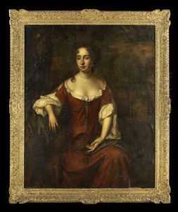 Portrait Of A Lady In A Burgundy Dress