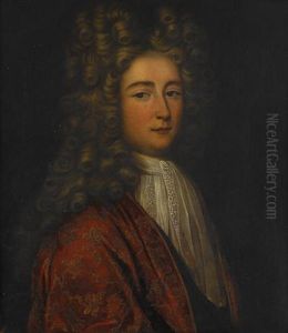 Portrait Of A Gentleman In A Red Brocade Coat