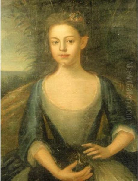 A Study Of A Young Lady With Dog In Classical Landscape - view 1